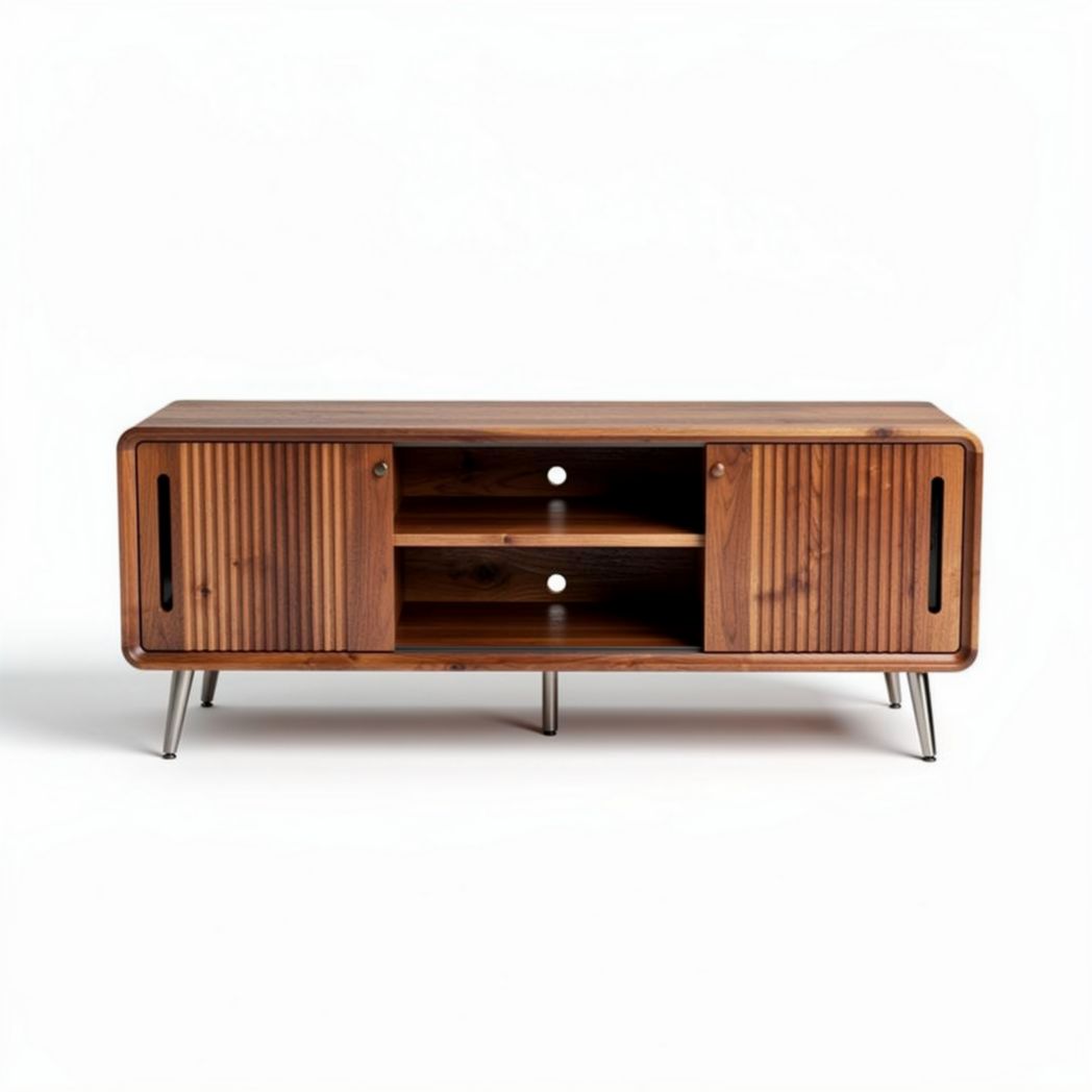 TV-meubel van massief hout met metalen poten afmetingen 120 x 40 x 50cm