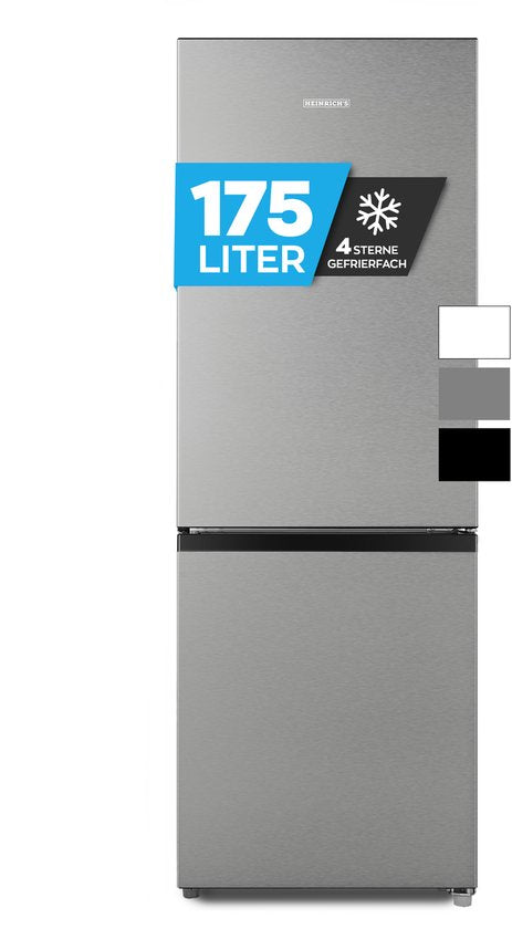 Heinrich's Heinrich´s HKS 3091 Koel- en vriescombinatie 175 liter - koelvolume 122 l, vriesvak 53 l - stil 39 dB - energieklasse E - inox(RVS)