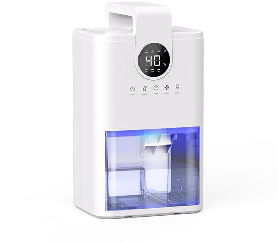 Gloovon® - Luchtontvochtiger - 230ML per dag - 1L Waterreservoir - LED - Luchtontvochtiger Slaapkamer - Dehumidifier - Geschikt voor Woonkamer, Slaapkamer Badkamer - Wit