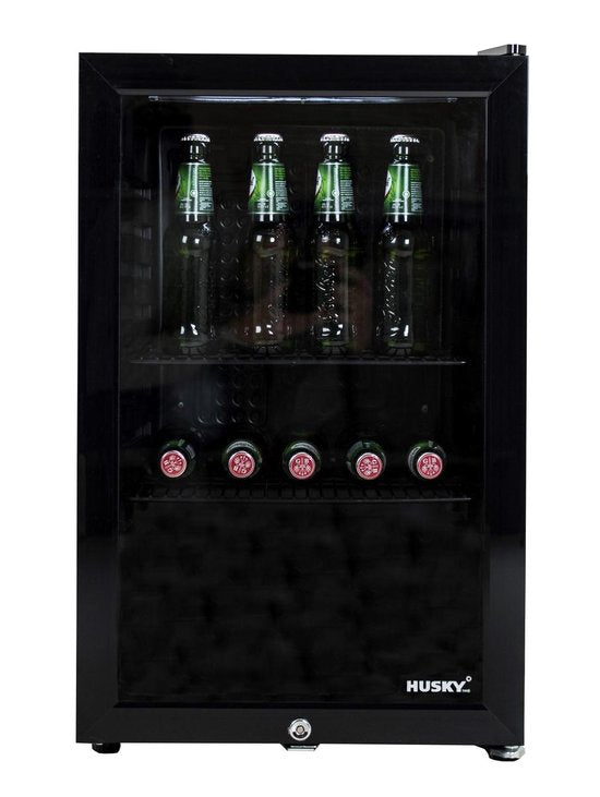 Husky KK70-BK-NL-HU - Dranken koeler - Barkoelkast - 71 Liter - Horeca - Met Glazen Deur - Zwart(Zwar)