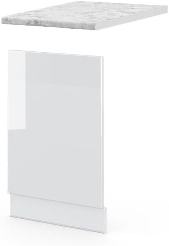 Merkloos / Sans marque Keuken Frontpaneel - Vaatwasser Paneel - Keuken Inrichten - Soft-Close Scharnieren - 45 cm - Wit Hoogglans
