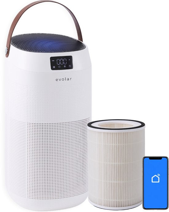 Evolar Luchtreiniger met HEPA 13 Filter - CADR: 400m3/h - Air Purifier - Slaapmodus - Luchtkwaliteit Indicator - Pure4 +(Wit - 1x HEPA 13 Filter/400)