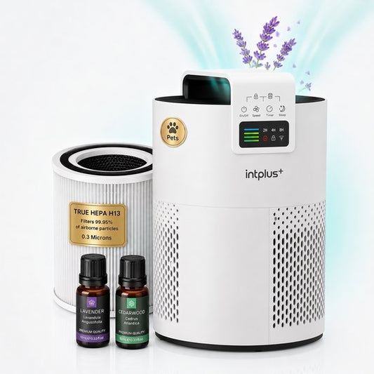 Airflow XL Luchtreiniger / Air Purifier voor Huisdieren  Allergie - 350 m³/h – HEPA Filter H13 – App bediening  Luchtkwaliteitsensor - intplus+