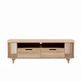 Houten tv-meubel met open vakken en laden in naturel afwerking 120 x 40 x 45cm
