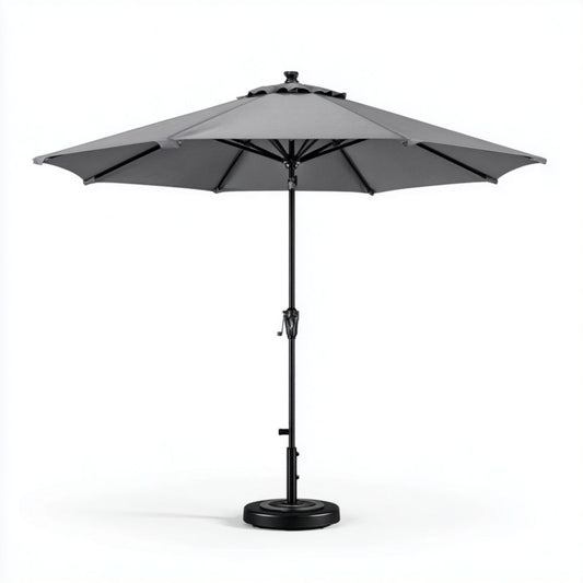 Zwart parasol met stevige aluminium voet en maat 200 x 200 x 250cm
