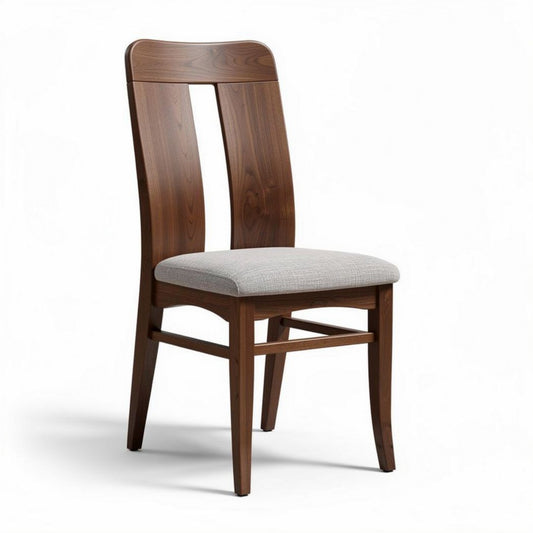 Houten eetkamerstoel met stoffen zitting 45 x 45 x 90cm bruin