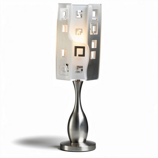 Tafellamp met metalen basis en opaal glazen kap 25 x 15 x 50cm