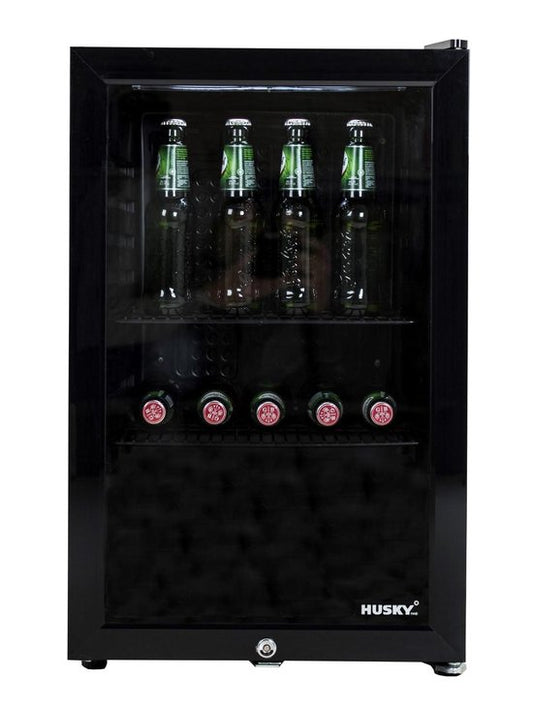 Husky KK70-BK-NL-HU - Dranken koeler - Barkoelkast - 71 Liter - Horeca - Met Glazen Deur - Zwart(Zwar)