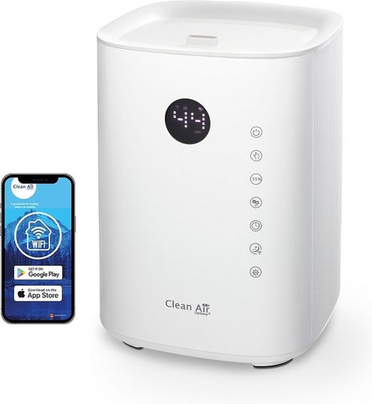 Clean Air Optima® CA-604W Smart Top Filling - 3in1: Luchtbevochtiger met Ionisator, UVC-lamp en Aromatherapie - Geschikt voor Woonkamer, Kantoor, Babykamer, Slaapkamer(Wit)