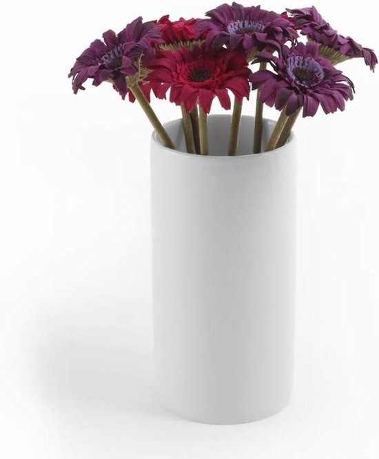 Merkloos / Sans marque Porseleinen Vaas - Vaas Keramiek - Decoratie Huis - Vaatwasserbestendig - Hoogte 20 cm - Wit