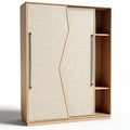 Opbergkast van hout met twee deuren en open vakken 80 x 40 x 160cm naturel beige