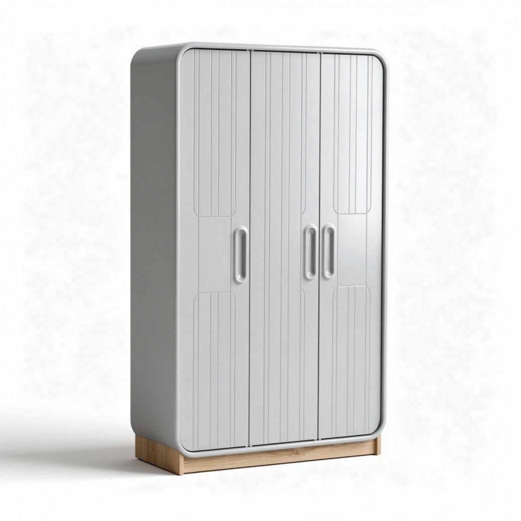 Grijze metalen kas met houten basis 180 x 90 x 50cm voor stockage
