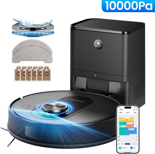 Proscenic Q8 Max plus - Robotstofzuiger met Dweilfunctie - 10,000 Pa - 230㎡ - Zuigkracht -met Reinigingsstation 4L