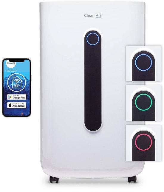 Clean Air Optima® CA-705 Smart - 2in1 Luchtontvochtiger en Luchtreiniger - 16 liter/dag - 5 voudige filtertechnologie(16.00 l/Ivoorwit / zwart)