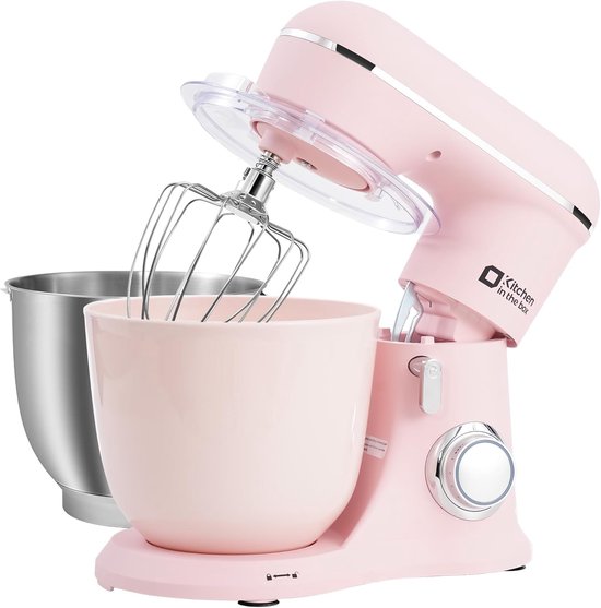 Merkloos / Sans marque Keukenmachine 1300W - Staande Mixer - 10 Snelheden - Dubbele Mengkom 4,5L + 5L - Roze