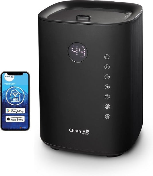Clean Air Optima® CA-604B Smart Top Filling - 3in1: Luchtbevochtiger met Ionisator, UVC-lamp en Aromatherapie - Geschikt voor Woonkamer, Kantoor, Babykamer, Slaapkamer(Black)