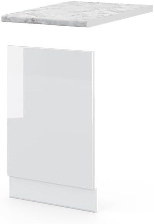 Merkloos / Sans marque Keuken Frontpaneel - Vaatwasser Paneel - Keuken Inrichten - Soft-Close Scharnieren - 45 cm - Wit Hoogglans